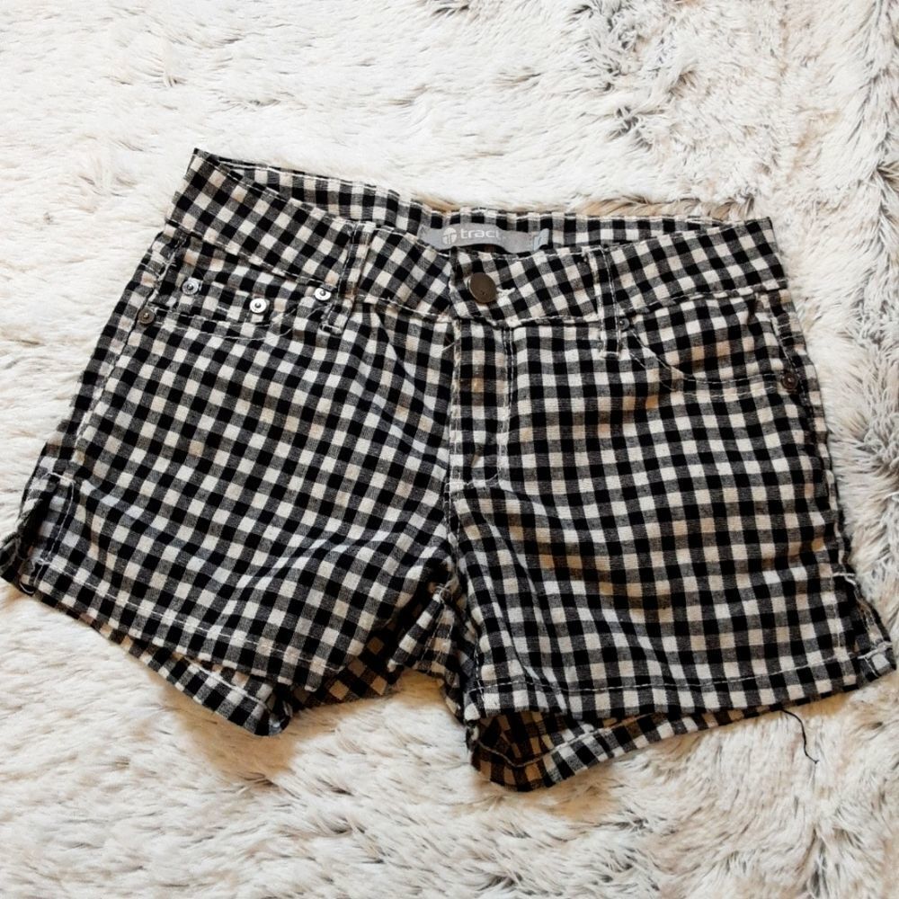 Tractr Shorts Gingham 5-Pocket Jeans Style B&W Size 7‎
